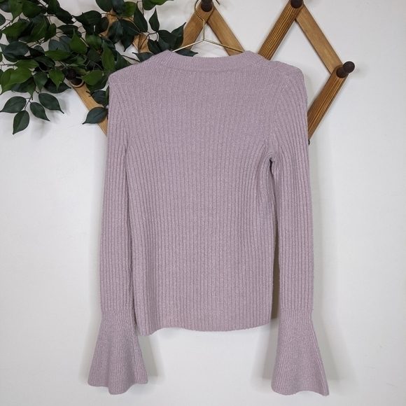 Madewell Bell Sleeve Ribbed Crew Neck Wool Blend Blush Pink Sweater - Picture 3 of 9